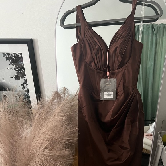 House of CB Chocolate Draped Midi Dress - Picture 4 of 8